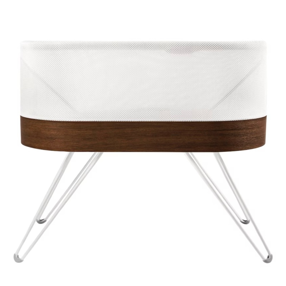 Modern White and Brown Baby Bassinet